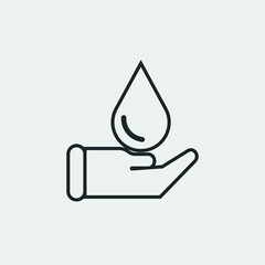 Fototapeta premium Drop in hand vector icon illustration sign