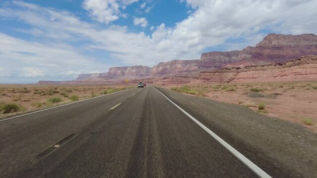 Driving Plate Grand Canyon East Rim Vermilion Cliffs Highway 89A Northbound Multicam Set 02 Front View Arizona Southwest USA