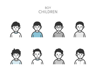 男の子の上半身アイコンのイラストセット