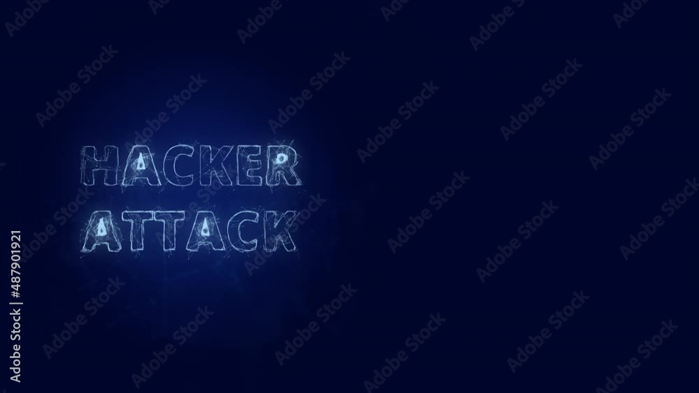 Poster Hacker Attack title with plexus effect. Connected lines with dots. Lines title plexus
