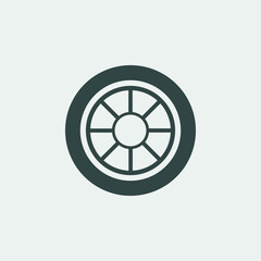 Car wheel vector icon illustration sign