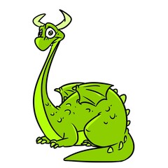 Green dragon fairy tale character illustration cartoon