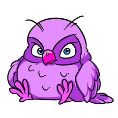 Purple bird owl sitting illustration cartoon