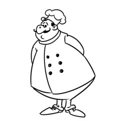 Chef fat character outline illustration cartoon