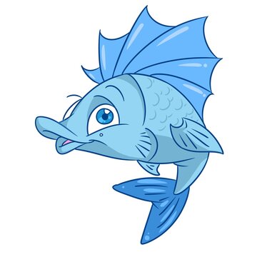 Blue fish smile character illustration cartoon
