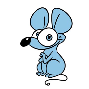 Blue little mouse big eyes illustration cartoon