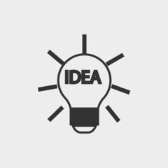 Bulb idea vector icon solid grey