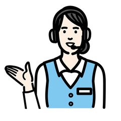 笑顔で説明をしているオペレーターの若い女性
