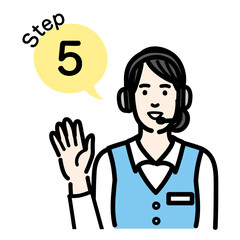 ステップ5 手順について説明をしているオペレーターの若い女性
