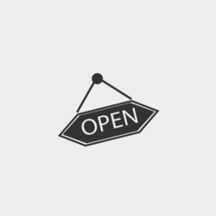 Open and closed store vector icon solid grey