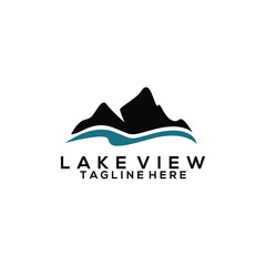 Fototapeta na wymiar Natural Landscape Logo Design Concept of a Beautiful Lake