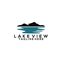 Natural Landscape Logo Design Concept of a Beautiful Lake