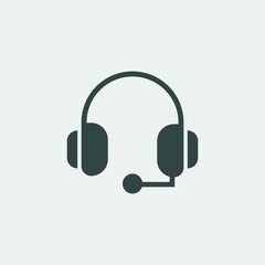 Headphone with mic vector icon illustration sign