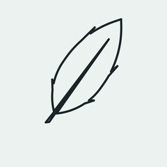 Feather pen vector icon solid grey