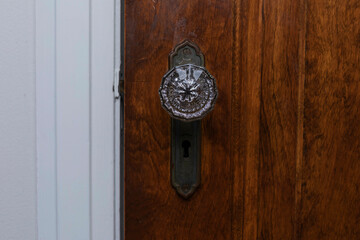 Wooden door with antique door knob