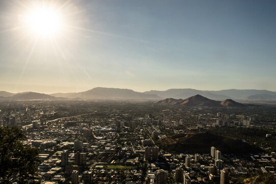 Sunset in the city from above