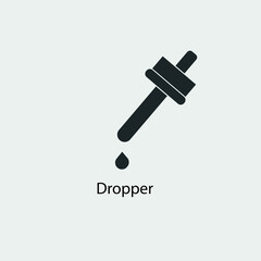 Dropper vector icon solid grey