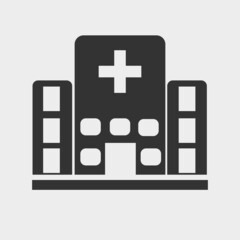 Hospital vector icon solid grey