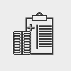 Medical clipboard vector icon solid grey
