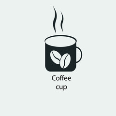 Coffee cup vector icon solid grey