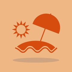 Sun umbrella beach vector icon illustration sign