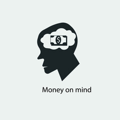 Money on mind vector icon solid grey