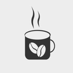 Coffee cup vector icon solid grey