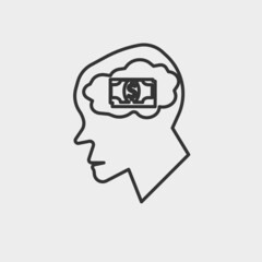 Money on mind vector icon solid grey