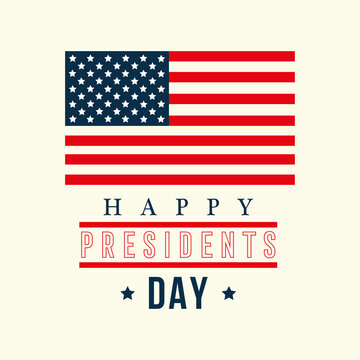 White president day template with a single USA flag Vector