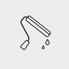 Paint roller vector icon solid grey