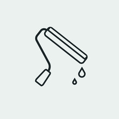 Paint roller vector icon solid grey