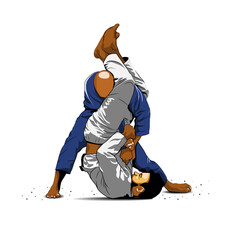 Brazilian Jiujitsu (Jiu-jitsu) technique. Vector illustration design