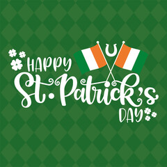 Colored saint patrick day template with pair of Irish flags Vector
