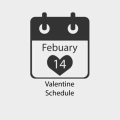 Valentine schedule vector icon solid grey