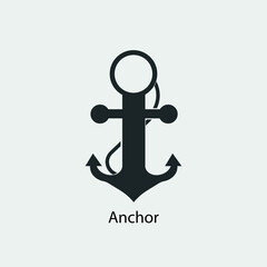 Anchor vector icon solid grey