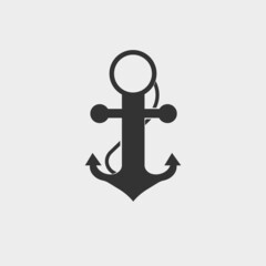 Anchor vector icon solid grey