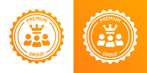 Premium group badge icon vector illustration. People icon with crown.