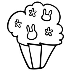 Easter Cupcake hand drawn doodle outline design illustration for web, wedsite, application, presentation, Graphics design, branding, etc.