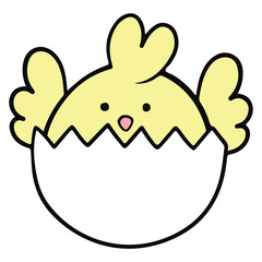 Cute Easter chick hand drawn doodle flat color design illustration for web, wedsite, application, presentation, Graphics design, branding, etc.