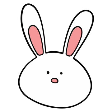 easter bunny face hand drawn doodle flat color design illustration for web, wedsite, application, presentation, Graphics design, branding, etc.