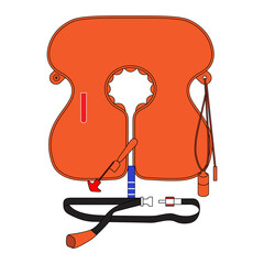 Life jacket vector icon illustration. Equipment for safety on the plane.