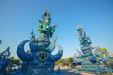Fototapeta na wymiar Wat Rong Suea Ten, Blue Temple, Chiang Rai, Thailand