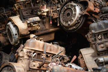 stack old car parts in used are good condition in shop  for sale bring to  repair.