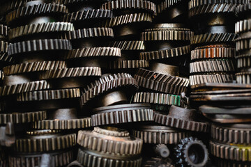 stack old car parts in used are good condition in shop  for sale bring to  repair.