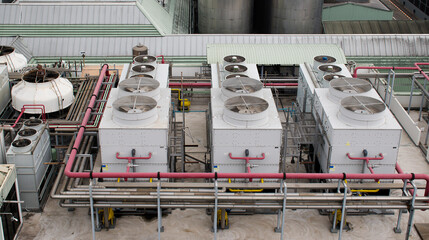 Cooling water tower on rooftop industry plant