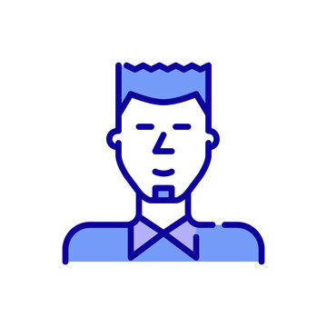 Young man wearing a shirt. Profile picture. Pixel perfect, editable stroke color icon