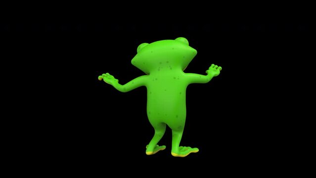Dancing frog - 3d render looped with alpha channel