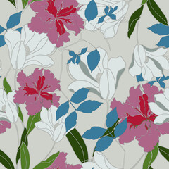 Fototapeta na wymiar Beautiful seamless pattern with floral background.