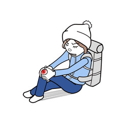 　Mountaineering women who injure their knees.