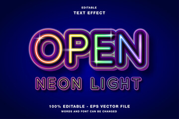 Obraz premium Open neon light editable text effect